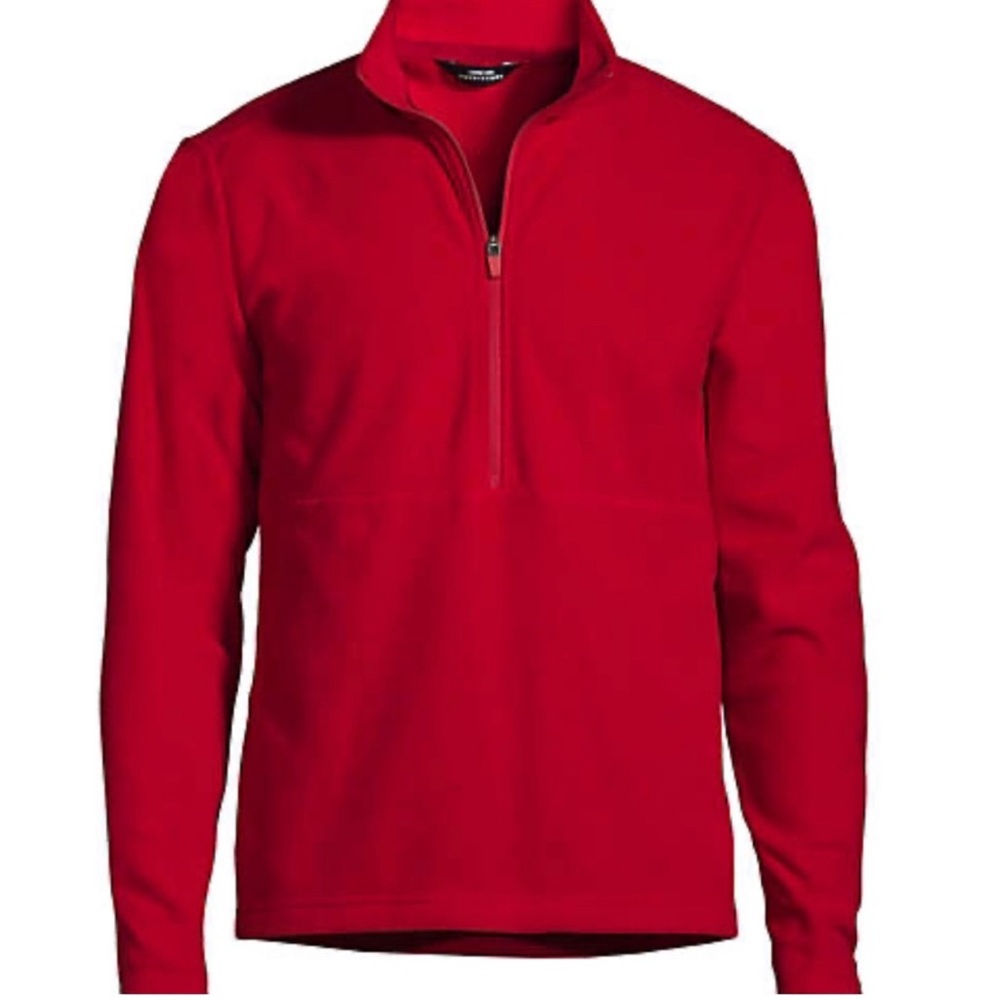 New Lands End Thermacheck 100 Fleece Quarter Zip Pullover Top Red size Medium